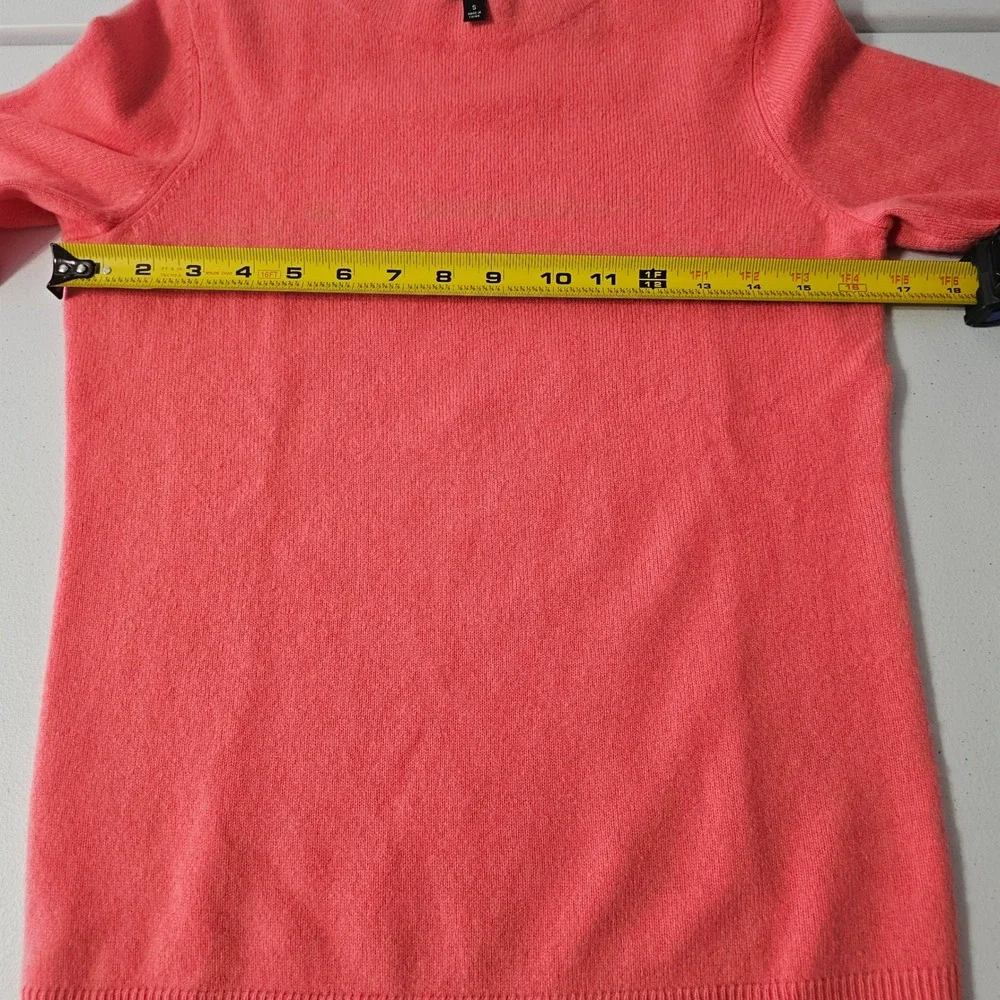Talbots Pure Cashmere Sweater Small Coral Pink 3/4 Sleeve Classic Quiet Luxury